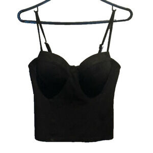 Vintage Guess Black faux suede Bodice Camisole XS